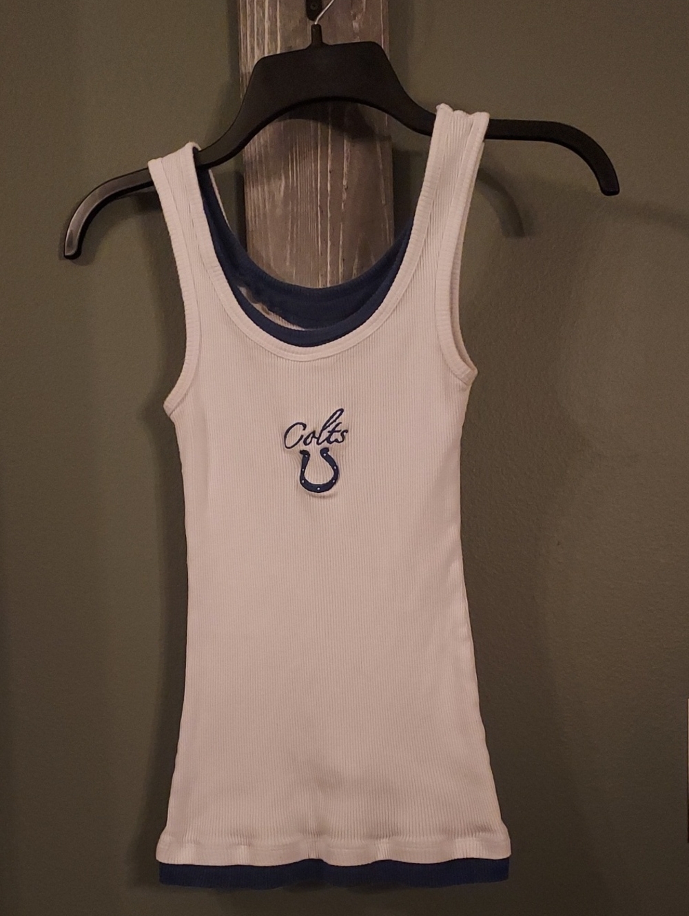 Reebok Indinapolis Colts Ribbed Tank Top with Blue Trim and Embroidery